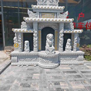 鹰潭芝麻白中国黑石材套墓 花岗岩墓碑